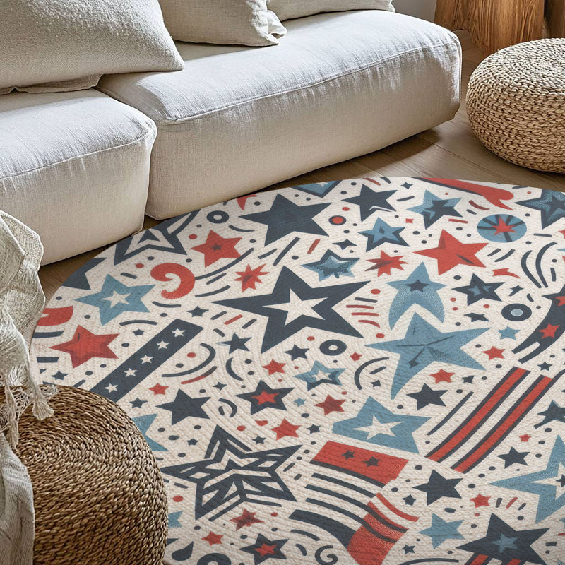 Tapis tressé Bold Stars & Flags, Rond 5 pi