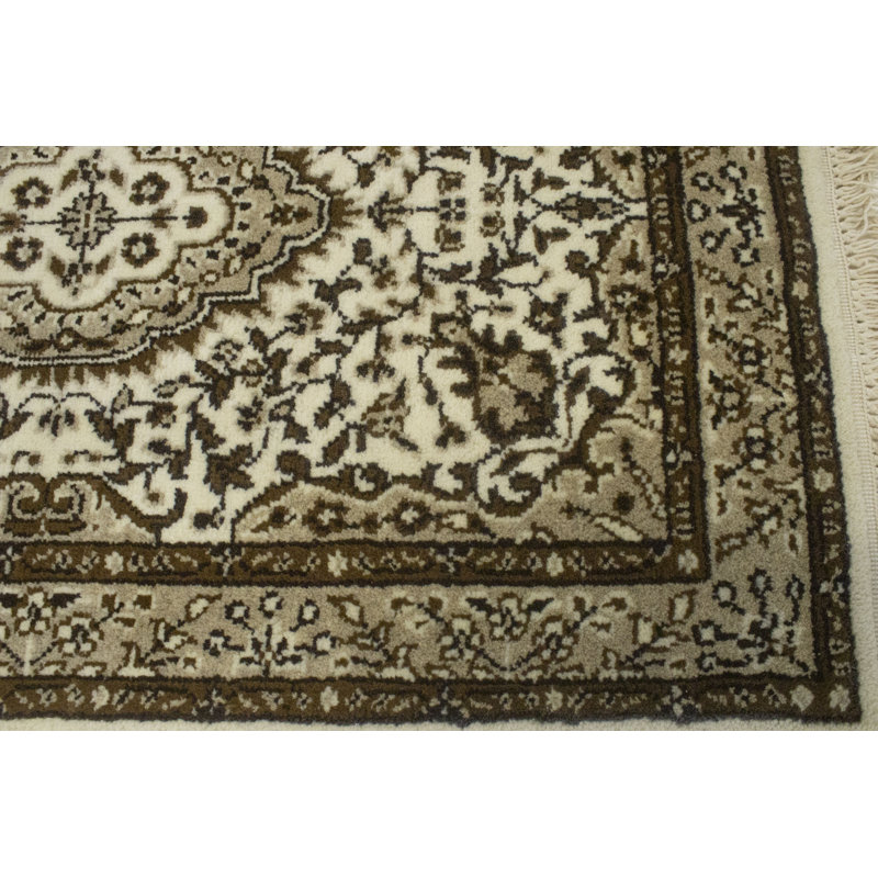 Tapis oriental Messismith à motif floral crème Kirman 2X3