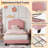 Kids Twin Bed Frame with Velvet Upholstered Headboard, Wooden Slat Support, Non-Slip, No Noise, Easy Assembly, Teen Bedroom-1338932335