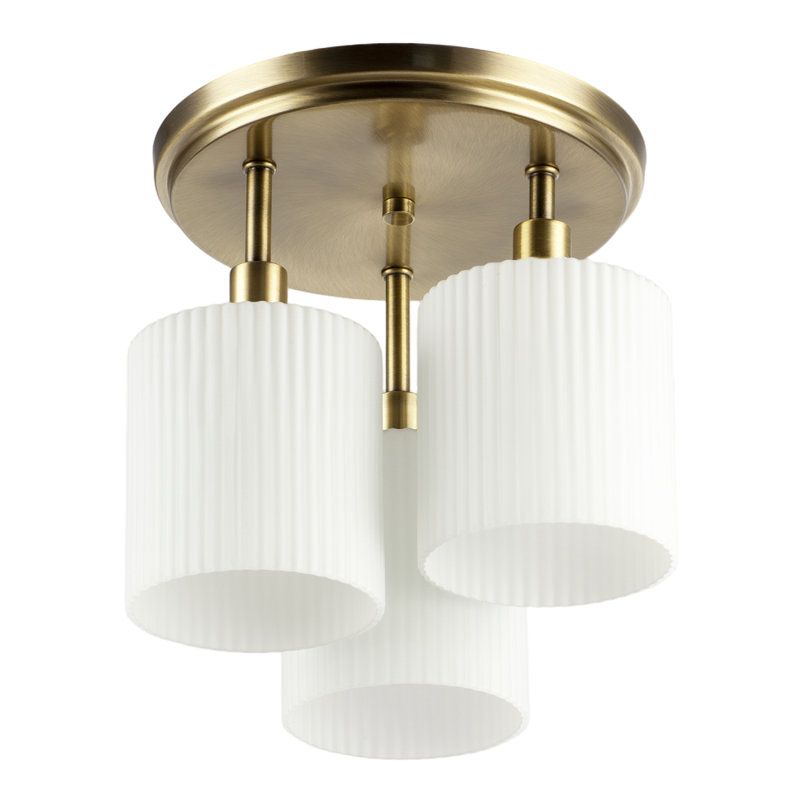 Glass Semi Flush Mount, Antique Brass