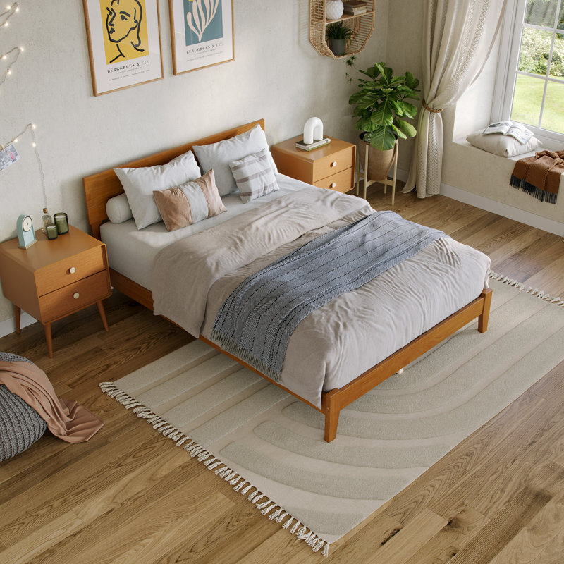 Lit plateforme en bois massif Orlando, Double, Light Toffee