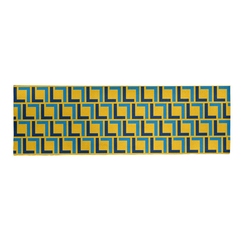 Tapis de couloir à motif géométrique jaune