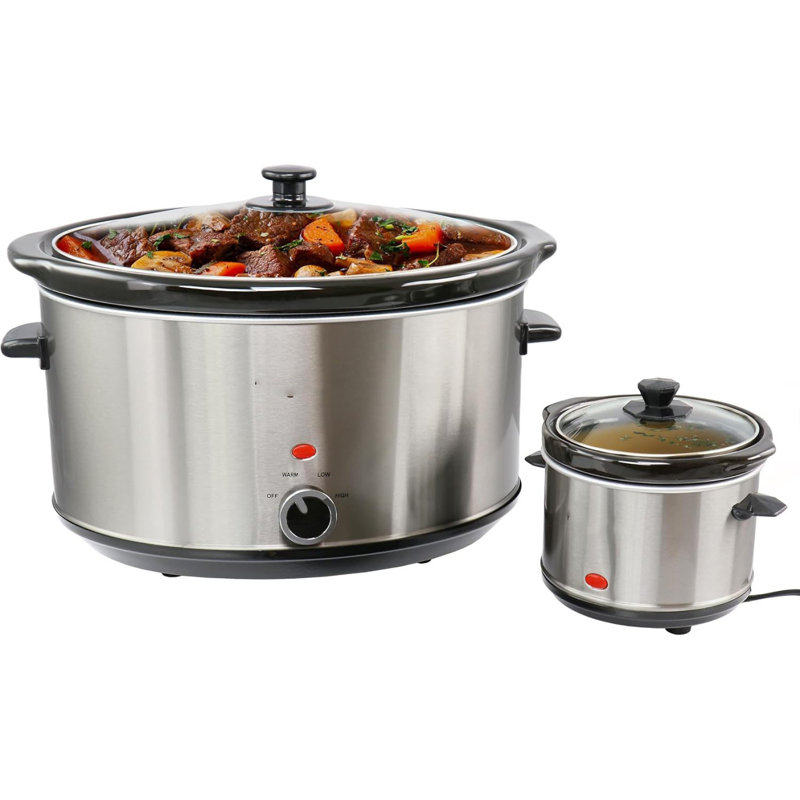 8 Quart Slow Cooker & 0.6 Qt Mini Warmer Set - Electric Crock Pot For Buffet