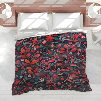 Red Floral Foliage Comforter