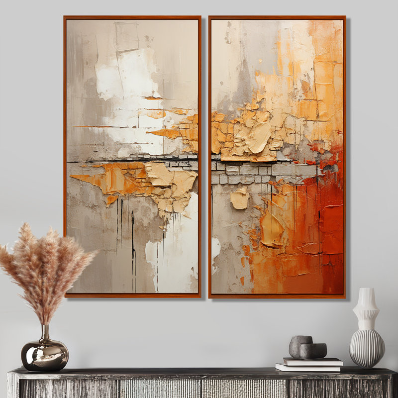 Codel - Jaune, reproduction d'art sur toile 2 pièces, 40" H x 40" W, Impression encadrée flottante, Brown