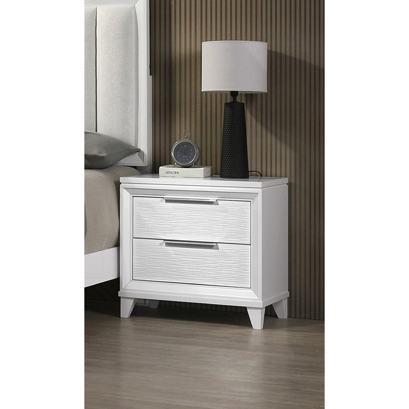 2-Drawer Storage Nightstand Wooden Bedroom Furniture