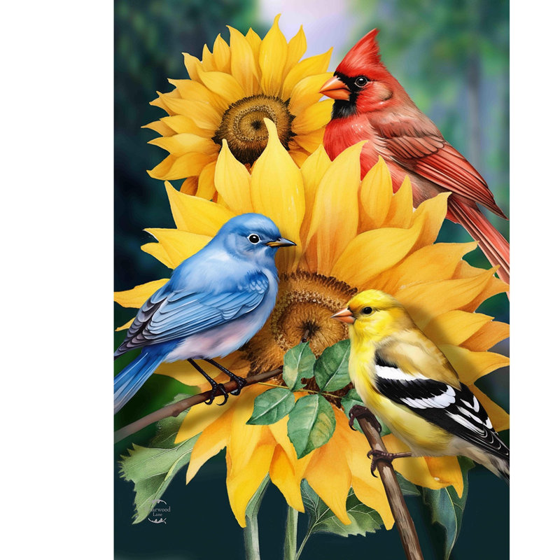 Oiseaux dans le jardin Drapeau de jardin