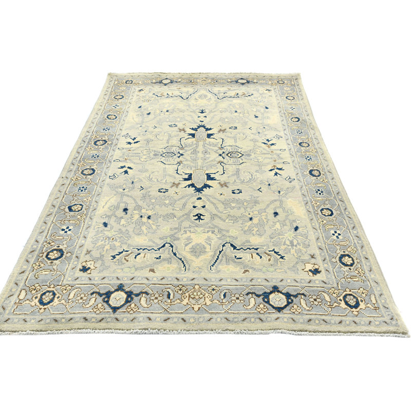 Tapis oriental tribal gris 4X6 One-of-a-Kind