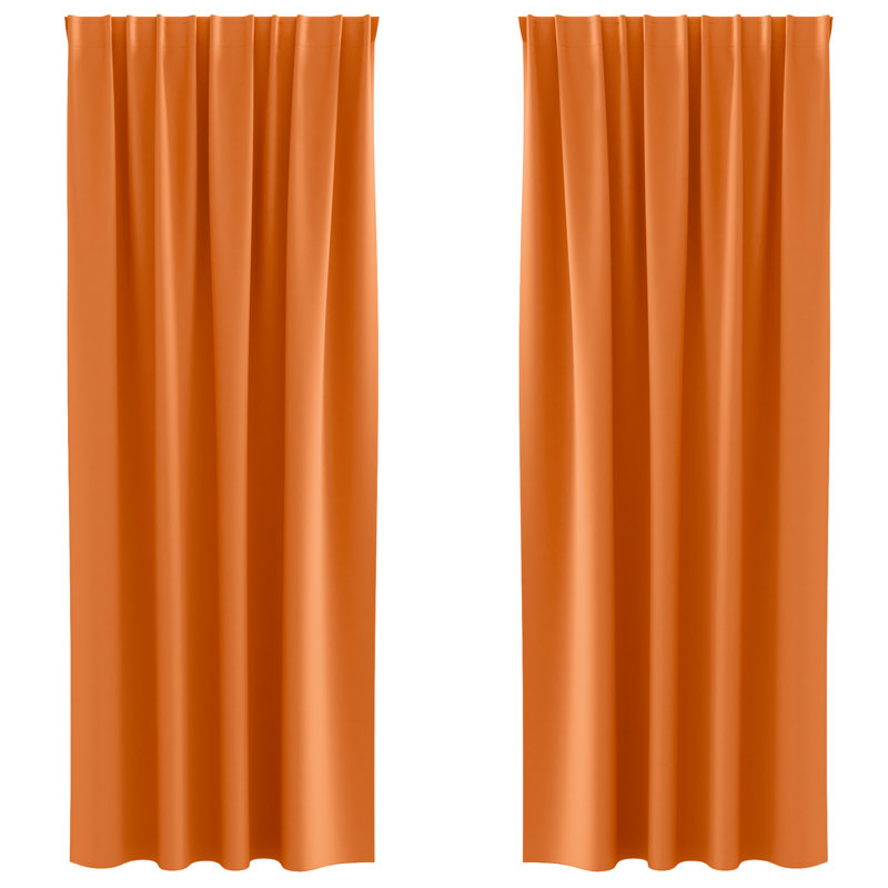 Curtains With Curtains 2 Pcs Polyester, Bright Orange, 140cm Width x 245cm Drop