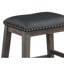 Table de salle à manger à hauteur de comptoir grise avec 4 tabourets - table rectangulaire en bois 5 pièces et tabouret en similicuir noir