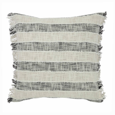 Tahari Home Ariel Black Fringe Stripe Decorative Pillow, 20" X 20"