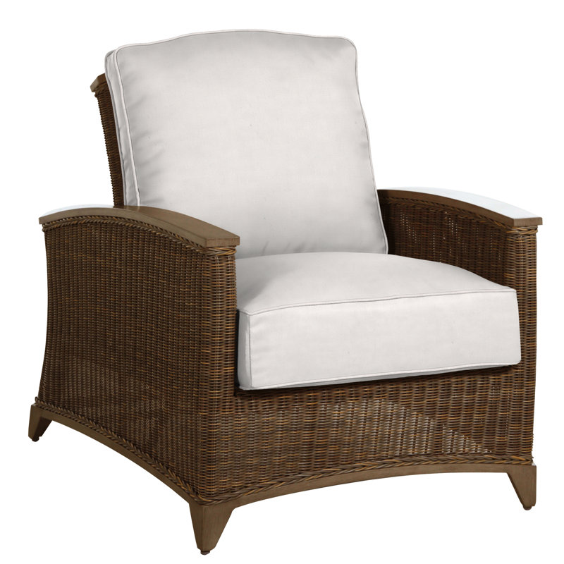 Astoria Patio Chair with Cushions, Astoria #90 Raffia/Oak, Rollo Lace InsideOut® Linen, Welt