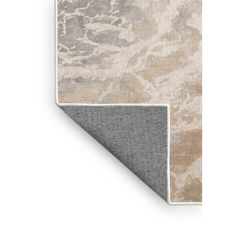 Tapis beige lavable à la machine, Rectangle 4 pi x 6 pi