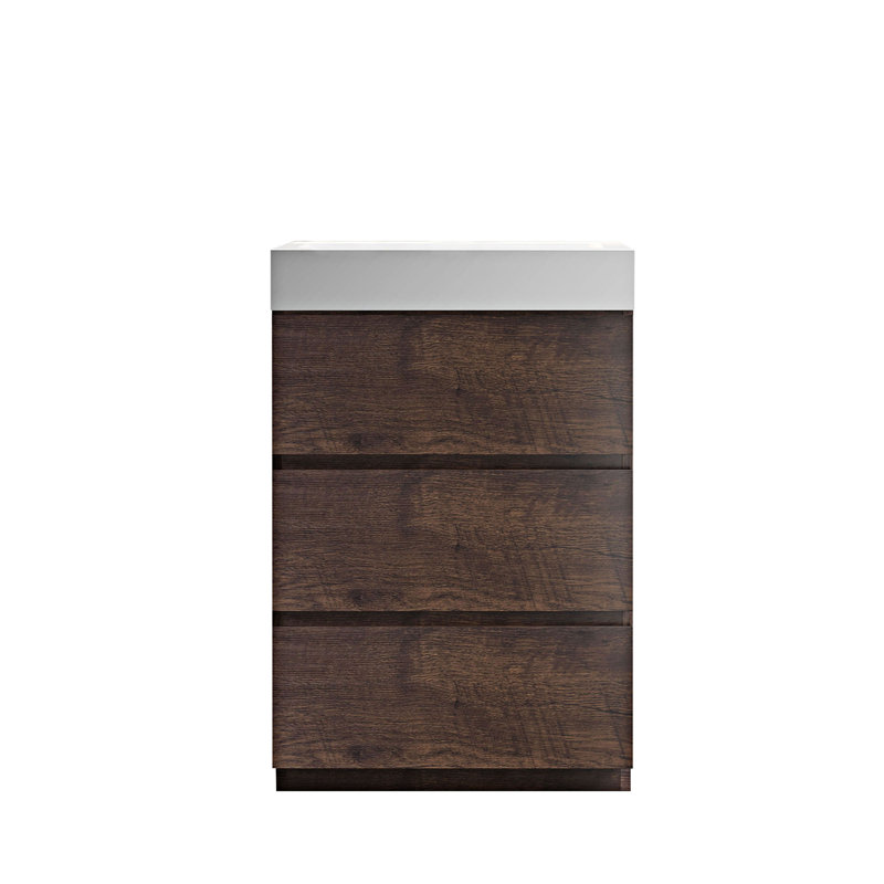 Meuble-lavabo sur pied simple Rosemont, Noyer, Blanc