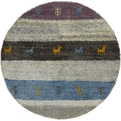 Genova Multicoloured Tribal Modern 3X3 Indo-Gabbeh Oriental Round Rug Kids Room 