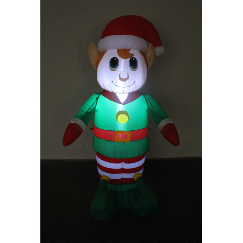The Holiday Aisle® 4 Foot Tall Lighted Christmas Inflatable Elf Indoor ...