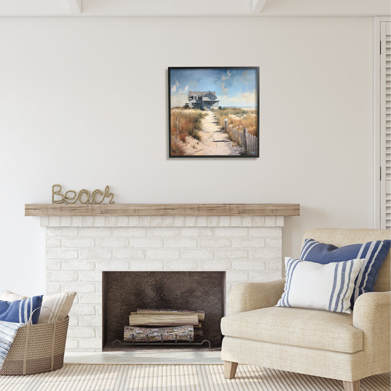 Bb-415-Coastal Beach House encadrée sur bois par RB Print, Giclée encadrée noir minuit, H 24 po x l 24 po x P 1,5 po