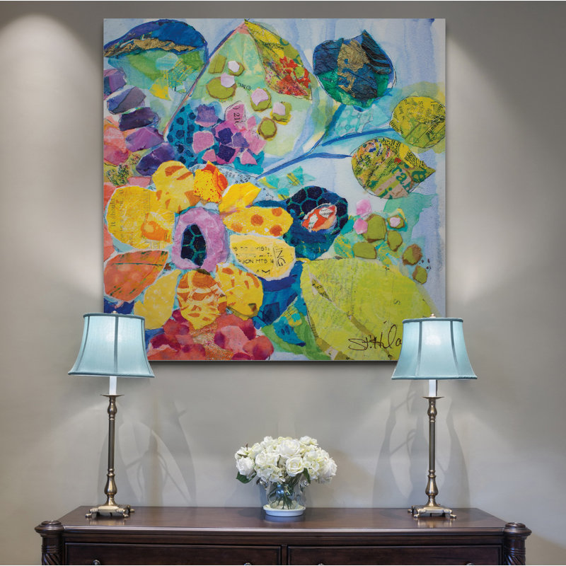 « bold fleuris vi », peinture, H 32 po x l 32 po x P 1,5 po, Toile tendue
