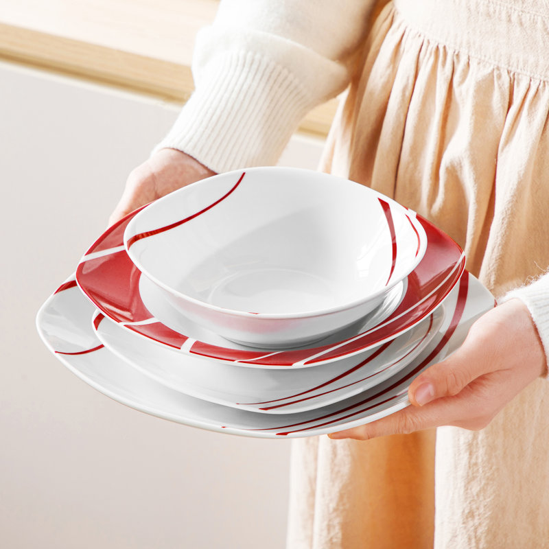 24 Piece Porcelain China Dinnerware Set - Service for 6