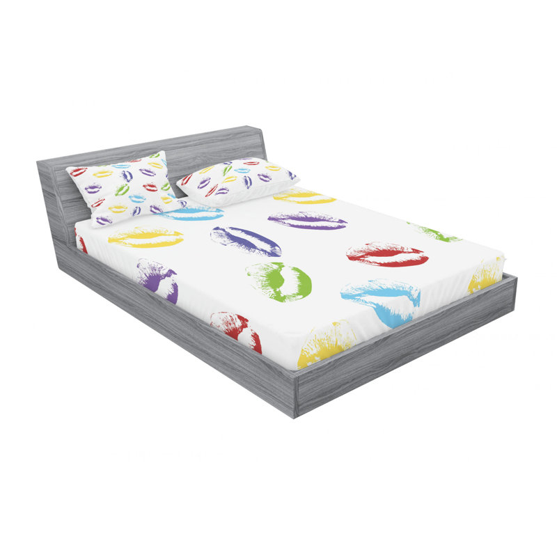 Ensemble de draps géométriques Make Up, Ensemble de drap pour grand lit avec drap-housse