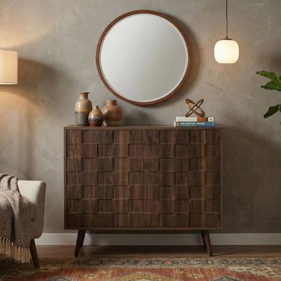 2-Door Dark Walnut Cabinet Storage Sideboard
