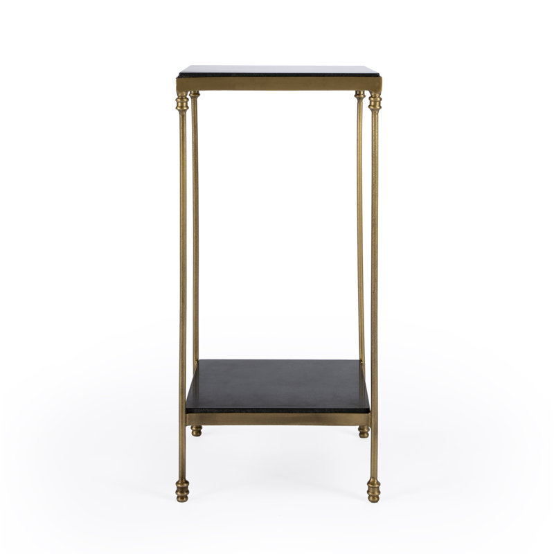 Imogen Iron and Granite Side Table, Black/Gold
