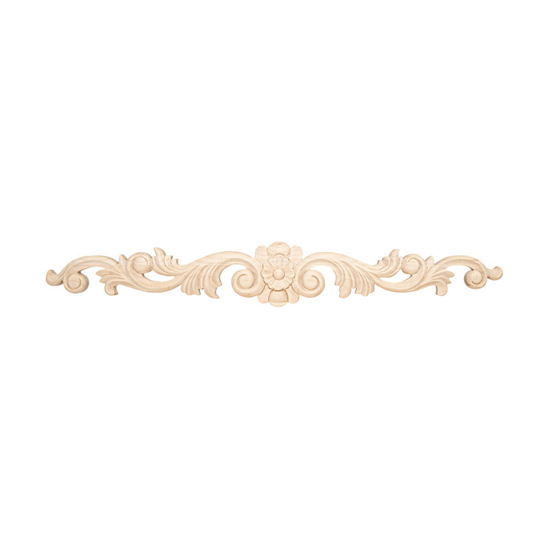 18-Inch Unfinished Maple Wood Acanthus Floral Applique