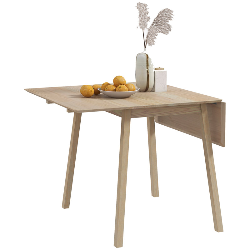 Olujimi Solid Wood Folding Dining Table, Drop Leaf Table 2-4 People, Natural