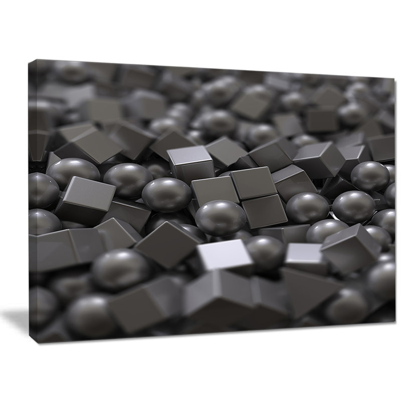 Boules et cubes, impression 3D sur toile tendue, H 20 po x l 20 po x P 1 po