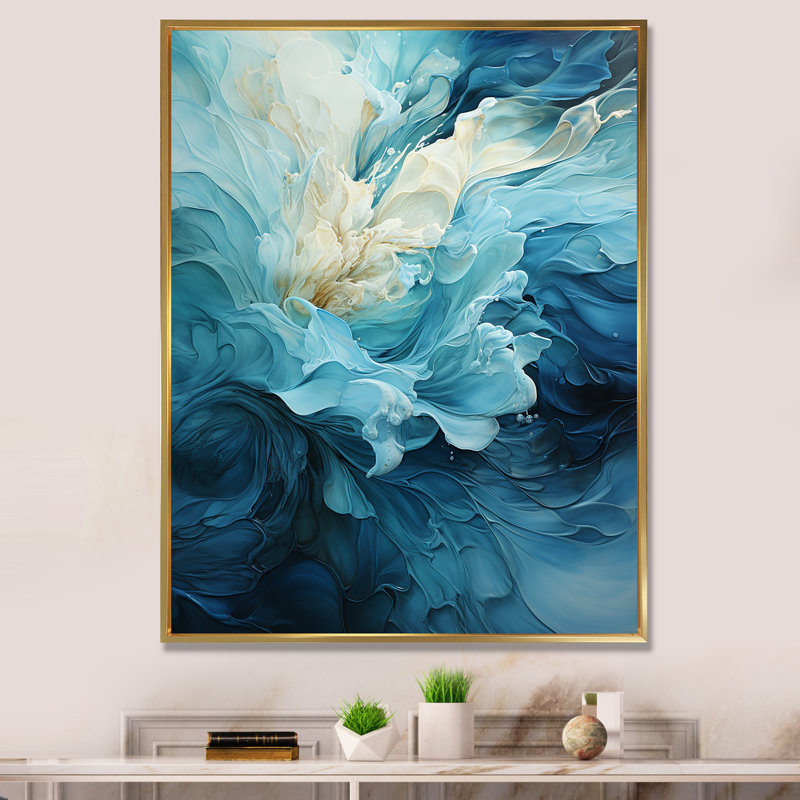 «Ciacci - Abstract Spirals», art mural, Toile avec cadre flottant, H 20 po x l 12 po, Doré