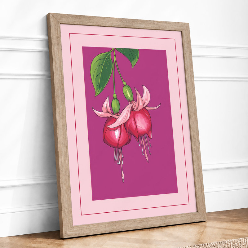 Fuchsia Bloom Botanical - Print, A2 - 59.4 x 42.0 cm, Oak