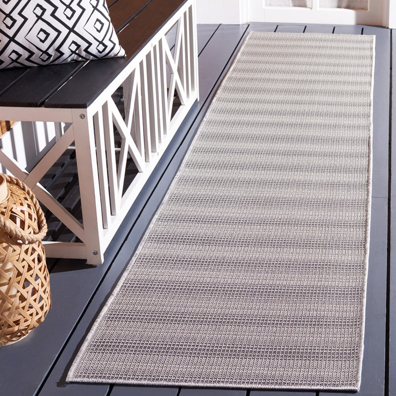 Treiber Area Indoor/Outdoor Area Rug In Grey, Runner 2' x 9'