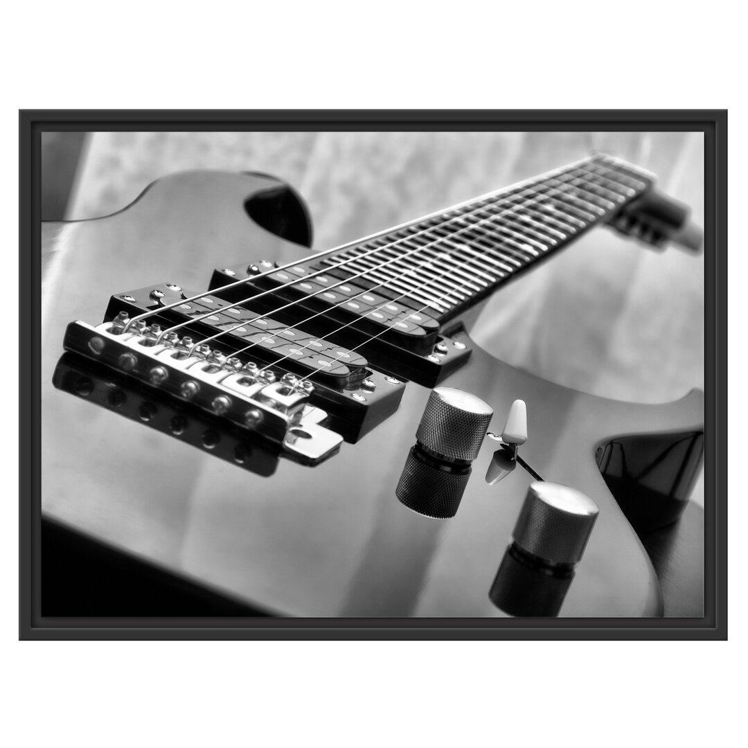 Gerahmtes Wandbild Black Guitar, Nahaufnahme Gitarre,