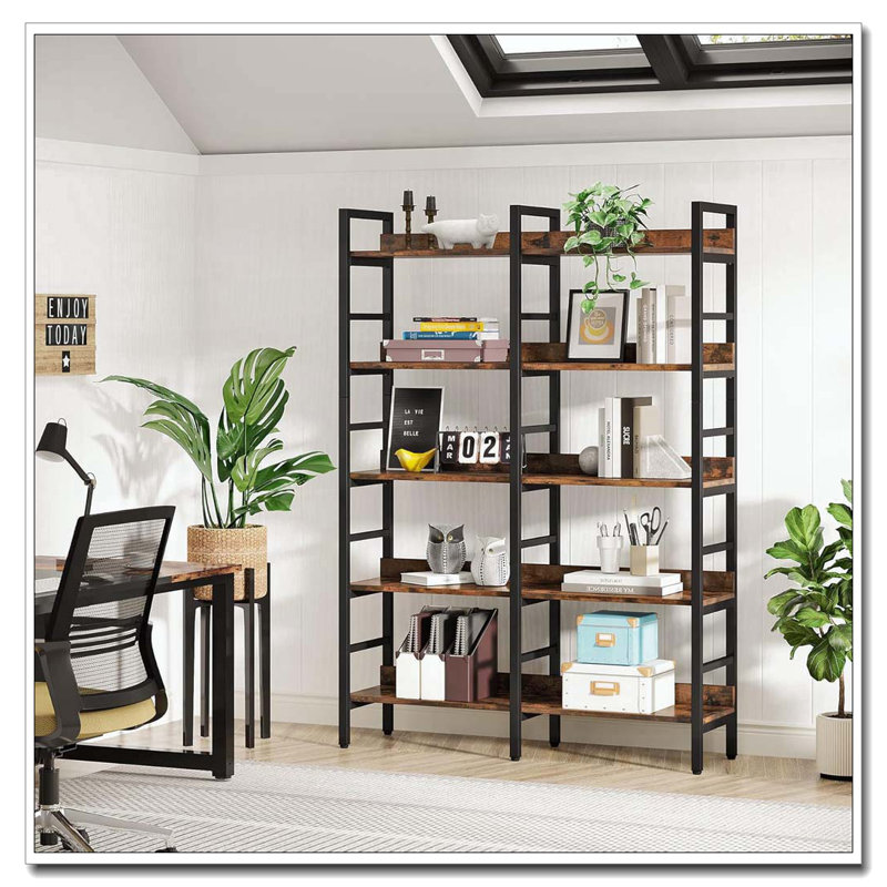 70.86” Tall 5-Tier  Industrial Bookshelf