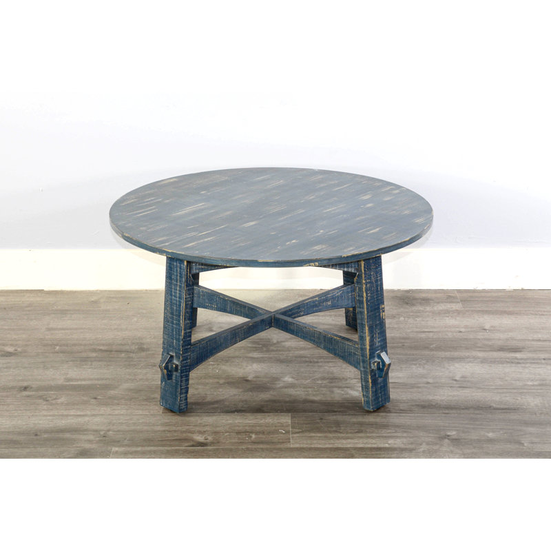 Solid Wood Single Coffee Table, Ocean Blue