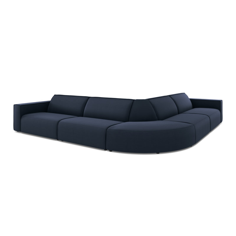 304cm Wide Wood Patio Sectional with Cushions, Dark Blue
