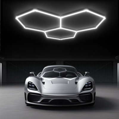 Éclairage de garage hexagonal à DEL, système d'éclairage ultra lumineux 105W 11500LM, blanc froid 6500K, plafonnier en nid d'abeille bricolage, version économique, modèle grand et lumineux