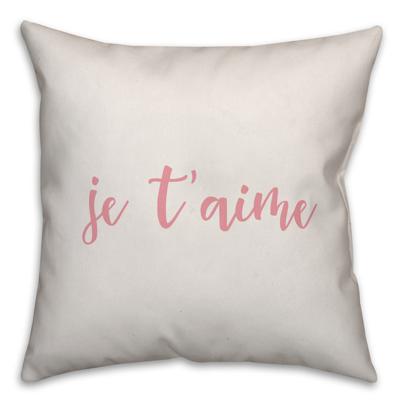 Coussin décoratif t’aime Stratton, Coussin décoratif, Blanc / rose