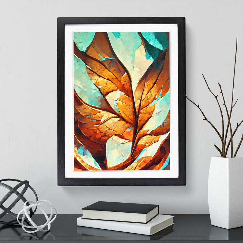 Leaf - Framed Print, Black, 64cm H x 46cm W x 2cm D