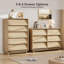 Commode 6 tiroirs, commode moderne en bois de 47,2 po avec poignées incurvées et à bord arrondi, commodes à grande capacité pour la chambre à coucher et le salon (2 colis)-514412324