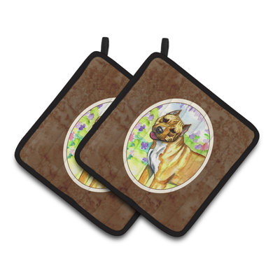 Caroline's Treasures Pit Bull Polyester Potholder Set