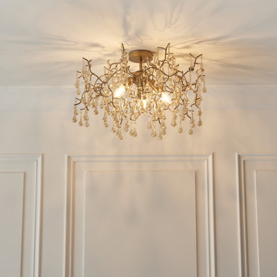 Krystal 3-Light Gold Semi-Flush Light