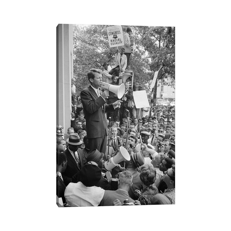 Robert F Kennedy by Warren K. Leffler - Wrapped Canvas Print, 20.32 cm H x 30.48 cm W