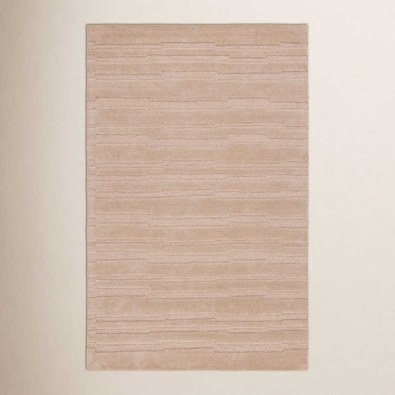 Elona Hand Tufted Cotton/Wool Taupe Rug, Rectangle de 5 pi x 8 pi