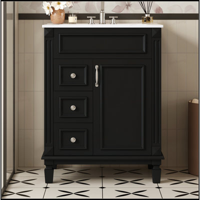 Meuble-lavabo à tablette réglable 24 po avec lavabo en céramique