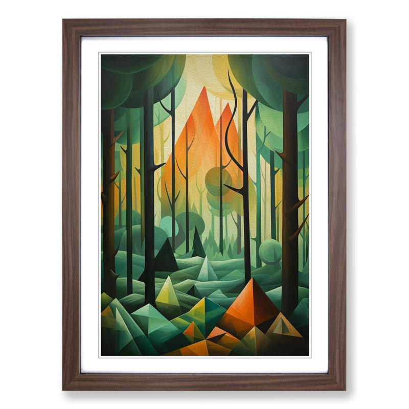 Single Picture Frame Print on Wood, 46cm H x 34cm W, Walnut Framed