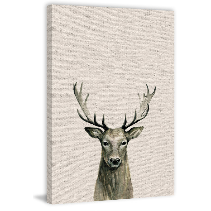 Staring Buck II - Painting on Canvas, 114cm H x 76cm W