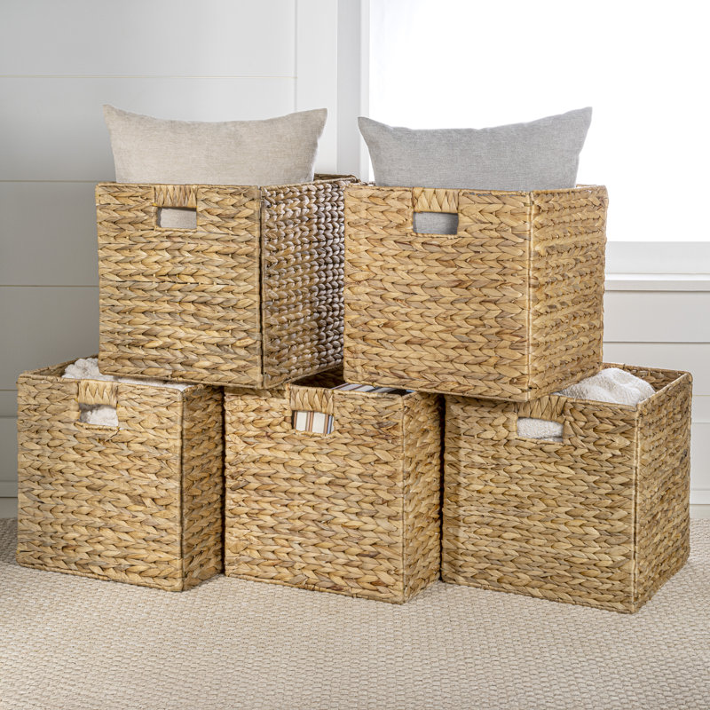 Paniers de rangement Burtrum Classic Farmhouse, H 12,6 po x l 12,6 po x P 12,6 po, Naturel