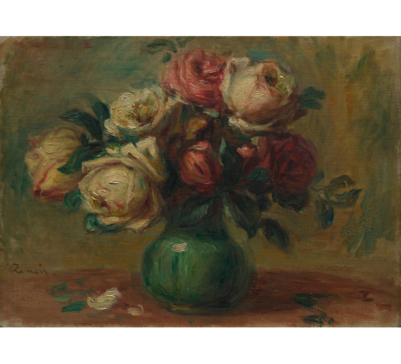 «Roses in a Vase» par Pierre-Auguste Renoir, reproduction d'art sur toile tendue avec châssis, H 48 po x l 33 po