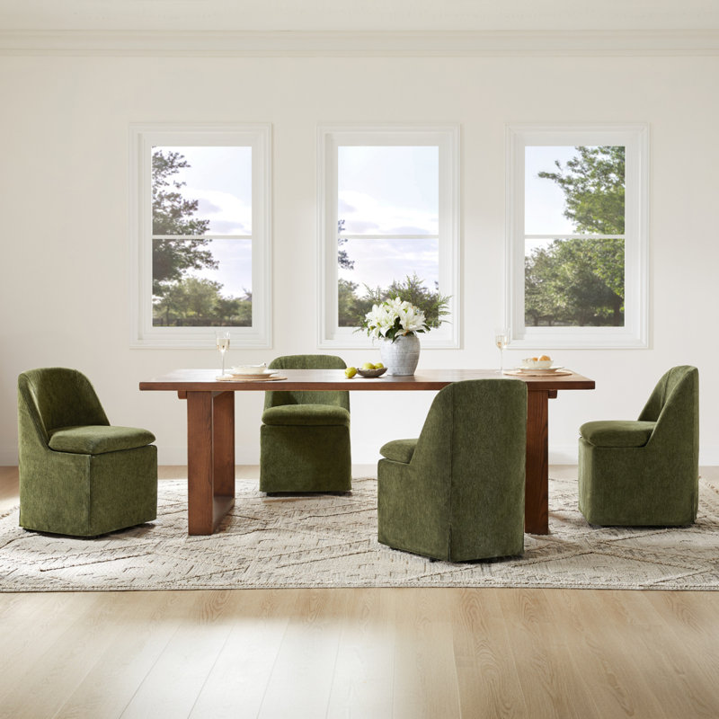 Chaise rembourrée avec housse lavable et roulettes, Green
